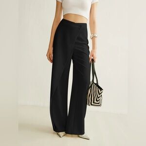 Asymmetrical Cross Wrap High-Waist Pants Commense Black M CC14